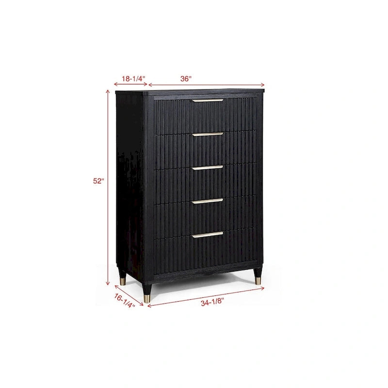 Ensemble de chambre à coucher Shelby 4 pièces à panneaux noirs rembourrés
