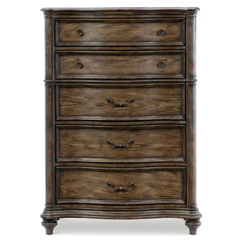 Chambre à coucher traditionnelle 6 pièces finition chêne brun vintage