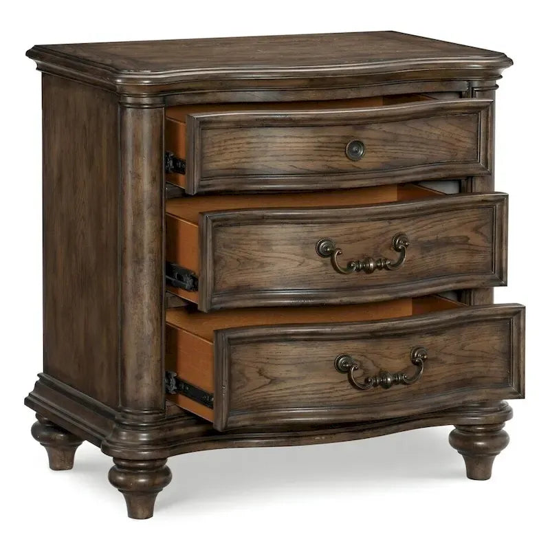 Chambre à coucher traditionnelle 6 pièces finition chêne brun vintage
