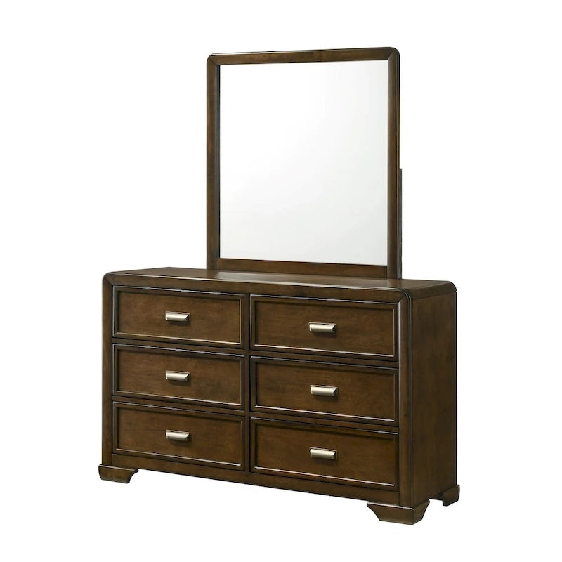 Ensemble de chambre à coucher Jimmy 4 pièces, panneaux rembourrés marron et beige