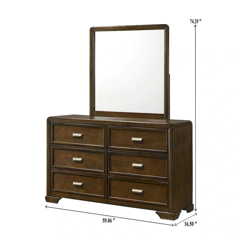 Ensemble de chambre à coucher Jimmy 4 pièces, panneaux rembourrés marron et beige