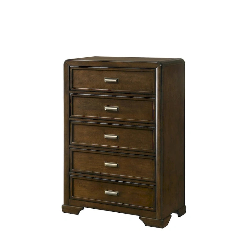 Ensemble de chambre à coucher Jimmy 4 pièces, panneaux rembourrés marron et beige