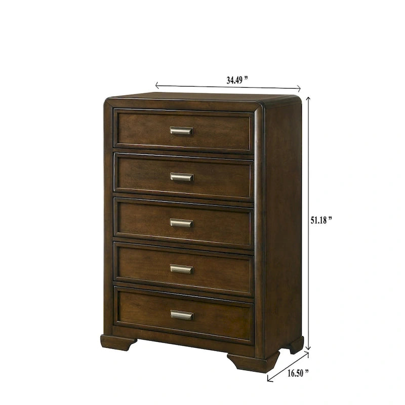 Ensemble de chambre à coucher Jimmy 4 pièces, panneaux rembourrés marron et beige