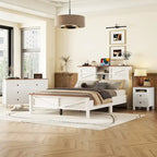 Ensemble de chambre à coucher 3 pièces : lit plateforme style ferme avec table de chevet et commode