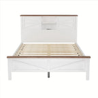 Ensemble de chambre à coucher 3 pièces : lit plateforme style ferme avec table de chevet et commode