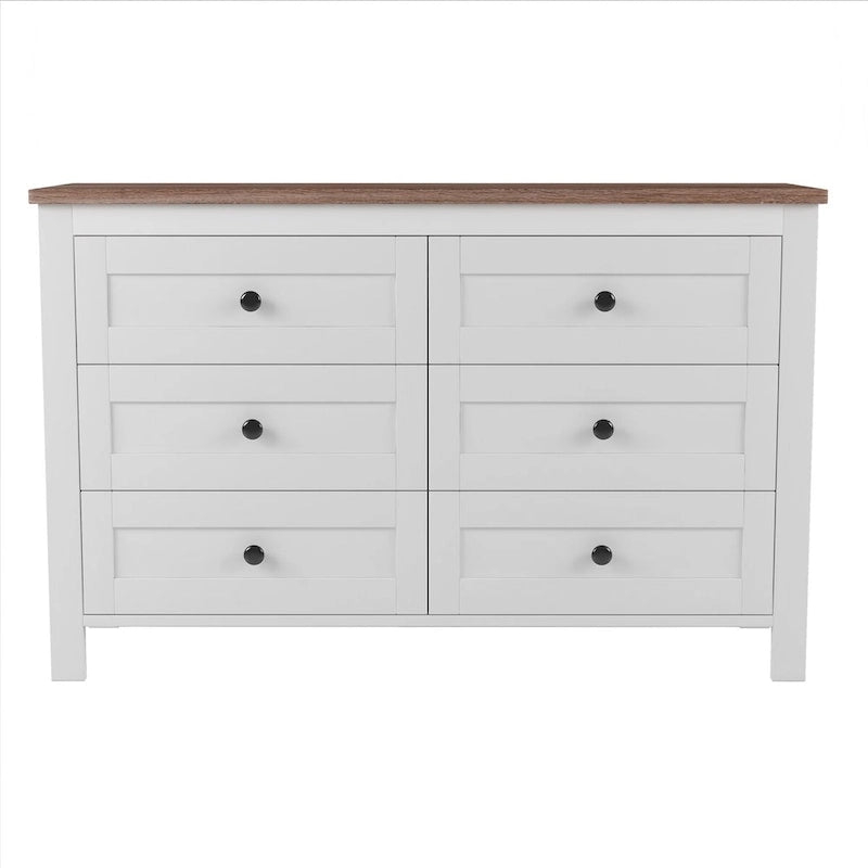 Ensemble de chambre à coucher 3 pièces : lit plateforme style ferme avec table de chevet et commode