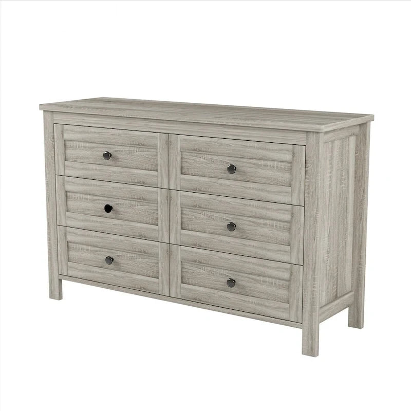 Ensemble de chambre à coucher 3 pièces : lit plateforme style ferme avec table de chevet et commode