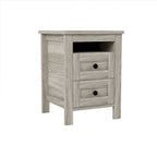 Ensemble de chambre à coucher 3 pièces : lit plateforme style ferme avec table de chevet et commode