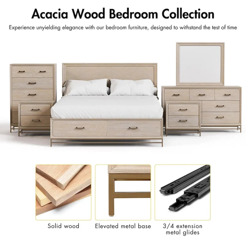 Ensemble de chambre à coucher 5 pièces en chêne massif Drayden de Furniture of America