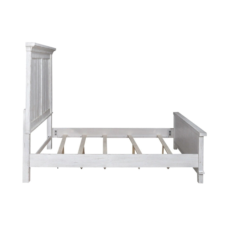 Ensemble lit, commode, miroir et table de chevet River Place Riverstone blanc et tabac