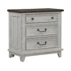 Ensemble lit, commode, miroir et table de chevet River Place Riverstone blanc et tabac