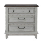 Ensemble lit, commode, miroir et table de chevet River Place Riverstone blanc et tabac