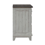 Ensemble lit, commode, miroir et table de chevet River Place Riverstone blanc et tabac