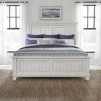Ensemble lit, commode, miroir et table de chevet River Place Riverstone blanc et tabac