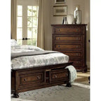 Ensemble de chambre parentale 6 pièces avec lit plateforme de rangement finition cerisier brun classique