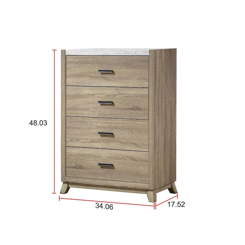 Set Camera da Letto Daemon 4 Pezzi con Pannello Marrone Chiaro