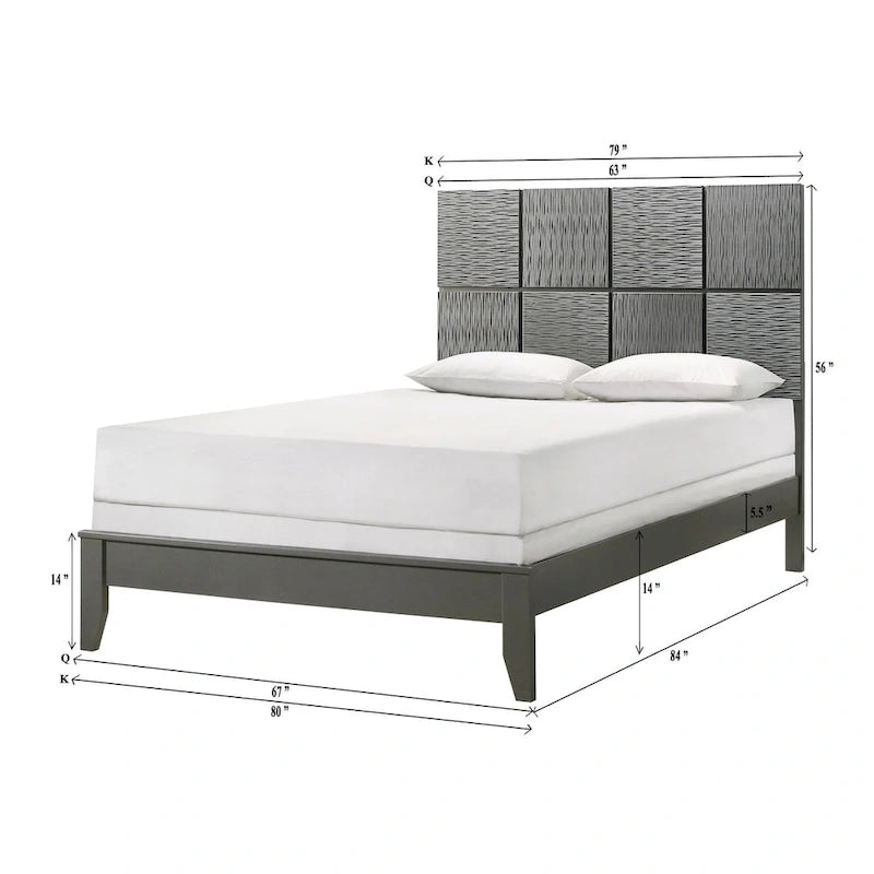 Ensemble de chambre à coucher Sim 3 pièces, panneaux gris anthracite