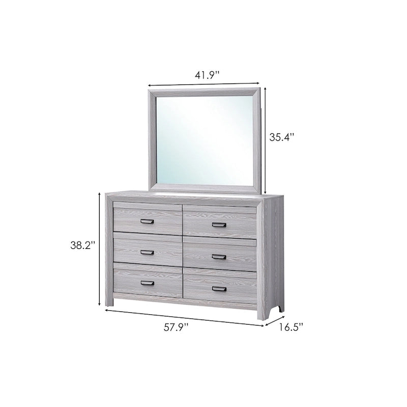 Ensemble de chambre à coucher Essa 4 pièces à panneaux gris
