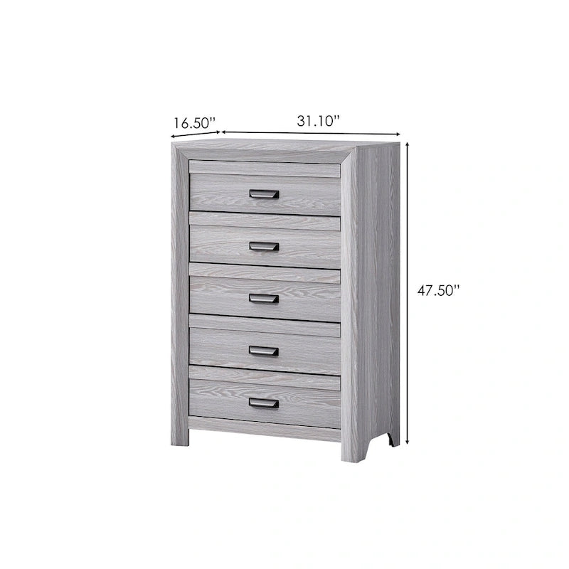 Ensemble de chambre à coucher Essa 4 pièces à panneaux gris