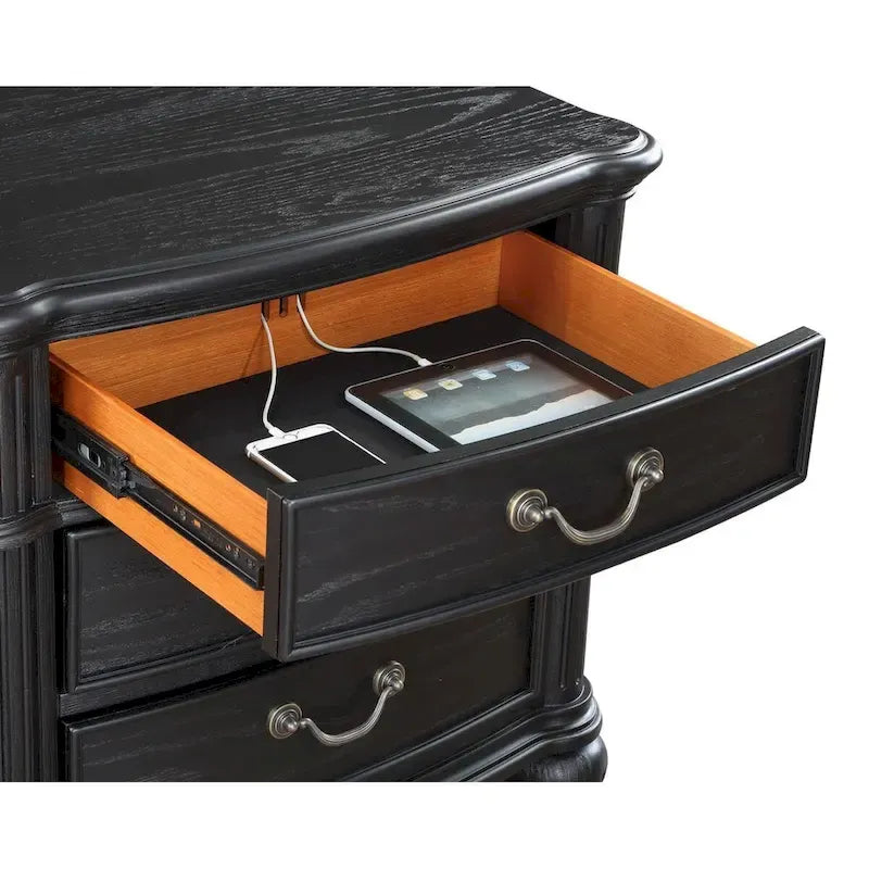 Ensemble de chambre à coucher capitonné Taylor Black 5 pièces