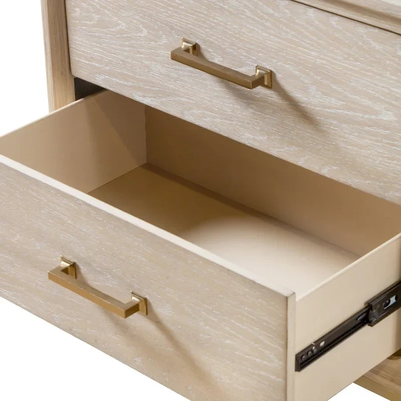 Ensemble de chambre à coucher Drayden Transitional en chêne massif de Furniture of America, composé d'un lit 3 pièces et de 2 tables de chevet.