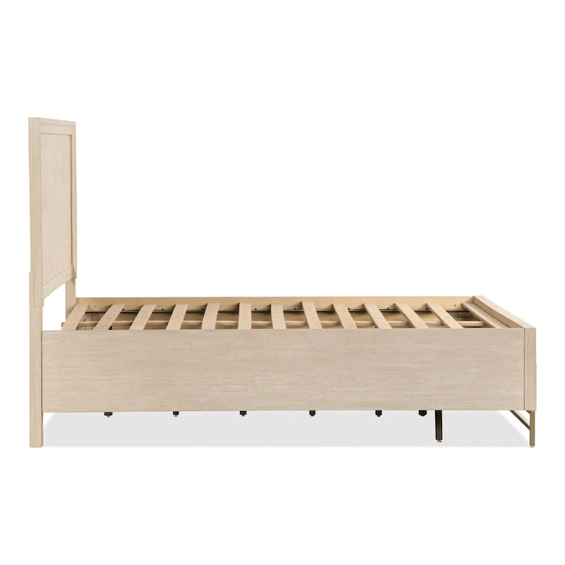 Ensemble de chambre à coucher Drayden Transitional en chêne massif de Furniture of America, composé d'un lit 3 pièces et de 2 tables de chevet.
