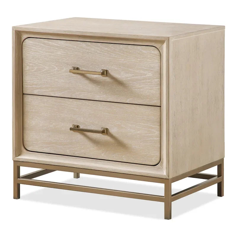Ensemble de chambre à coucher Drayden Transitional en chêne massif de Furniture of America, composé d'un lit 3 pièces et de 2 tables de chevet.