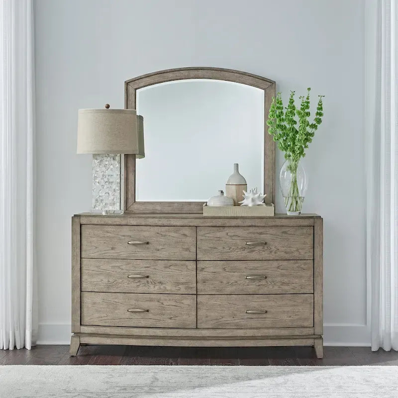 Ensemble de chambre à coucher Avalon en chêne beige bruni, lit de rangement rembourré, format king