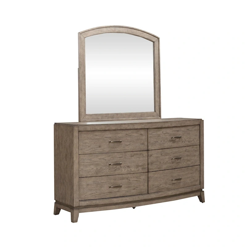 Ensemble de chambre à coucher Avalon en chêne beige bruni, lit de rangement rembourré, format king