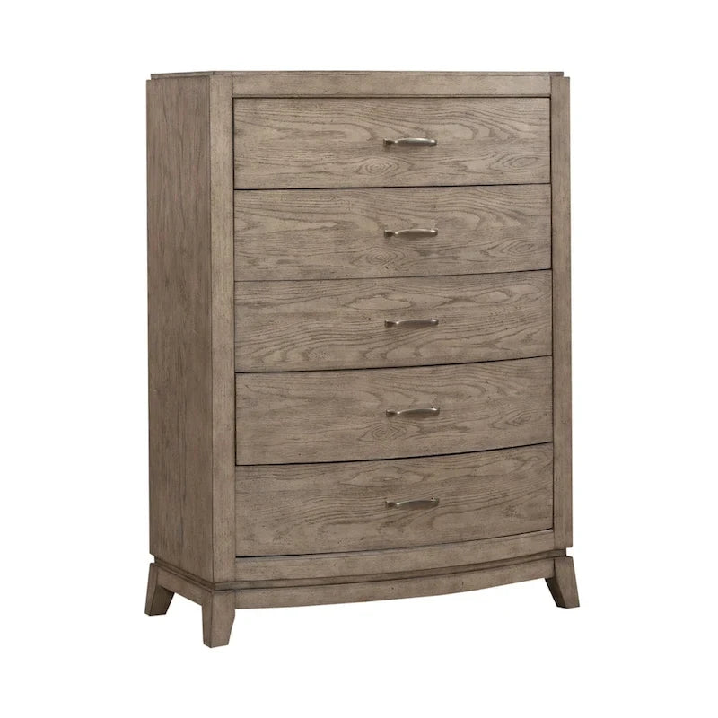Ensemble de chambre à coucher Avalon en chêne beige bruni, lit de rangement rembourré, format king