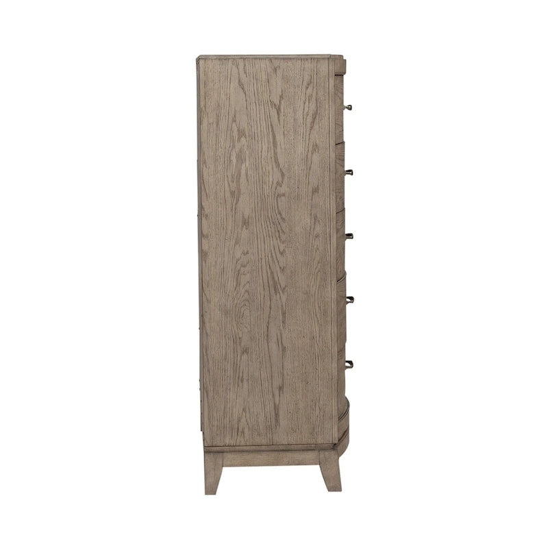 Ensemble de chambre à coucher Avalon en chêne beige bruni, lit de rangement rembourré, format king