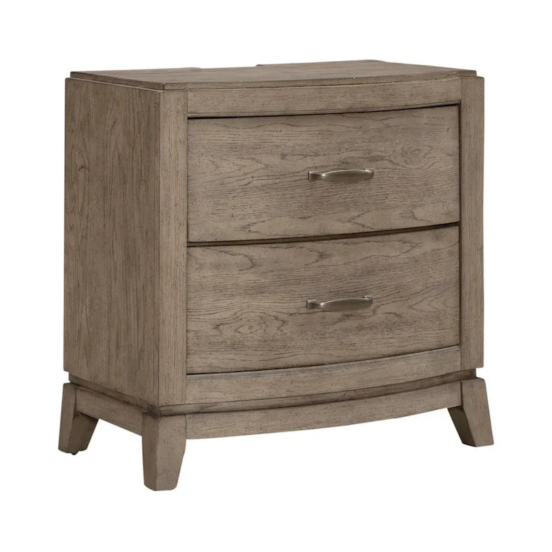Ensemble de chambre à coucher Avalon en chêne beige bruni, lit de rangement rembourré, format king