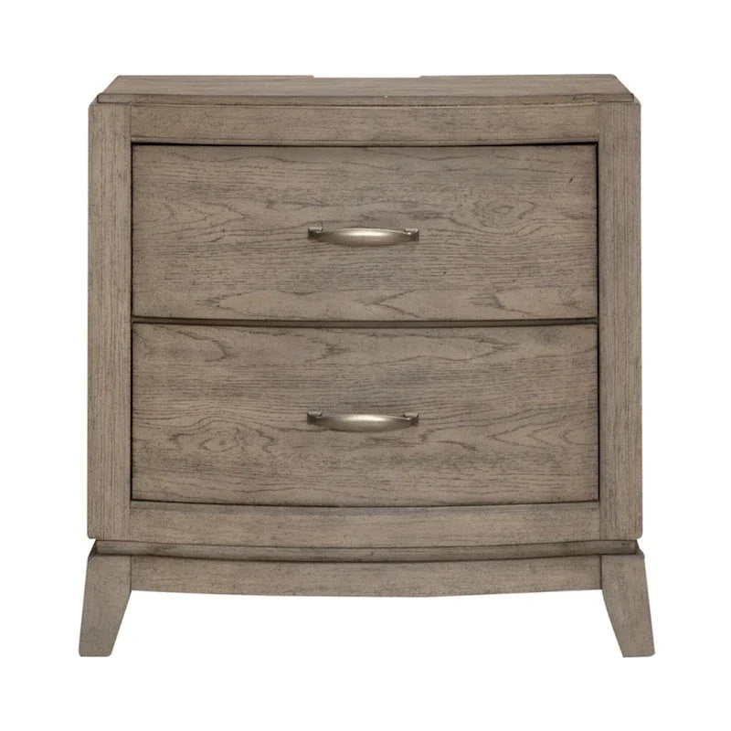 Ensemble de chambre à coucher Avalon en chêne beige bruni, lit de rangement rembourré, format king