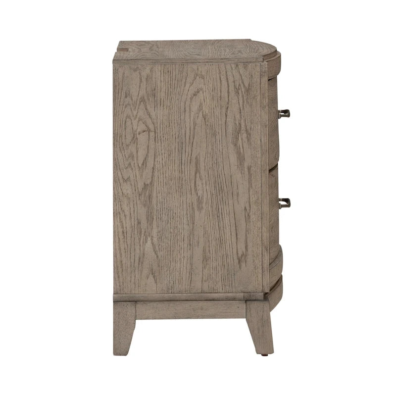 Ensemble de chambre à coucher Avalon en chêne beige bruni, lit de rangement rembourré, format king