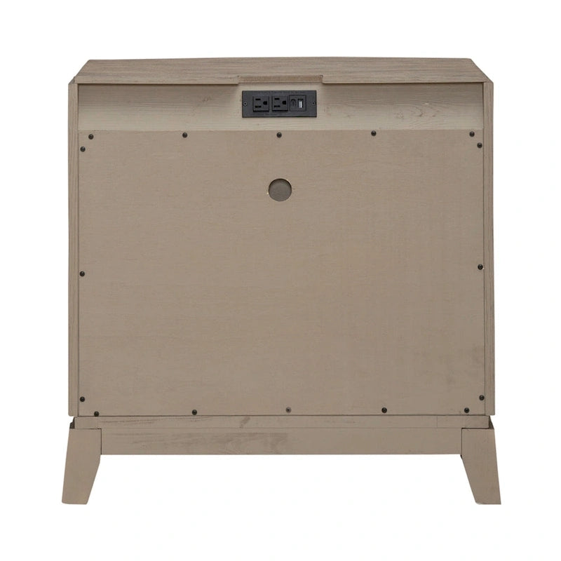 Ensemble de chambre à coucher Avalon en chêne beige bruni, lit de rangement rembourré, format king