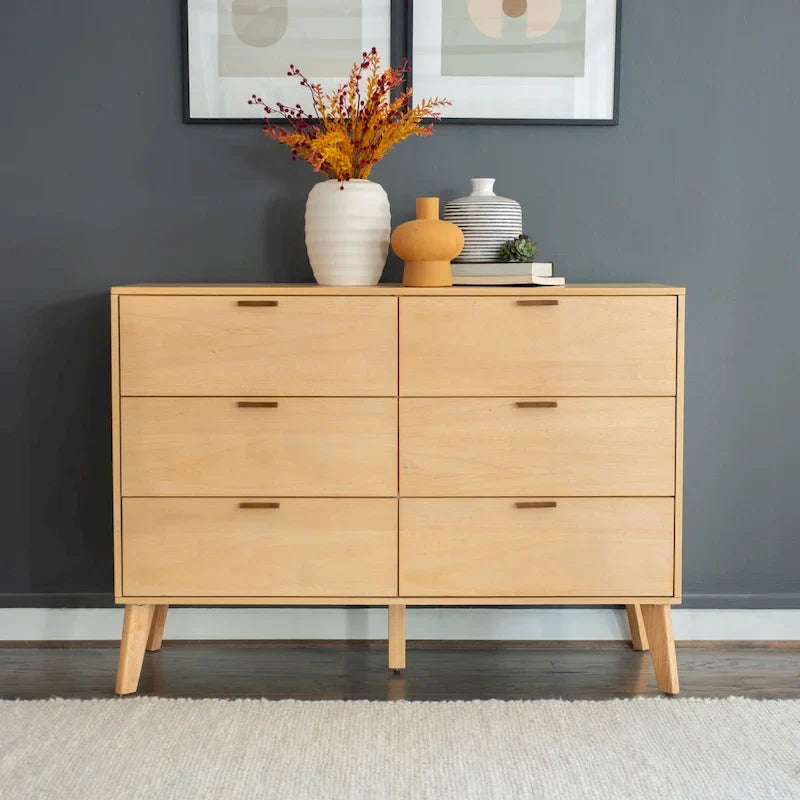 Ensemble de chambre à coucher Carter en bois naturel 4 pièces, format queen
