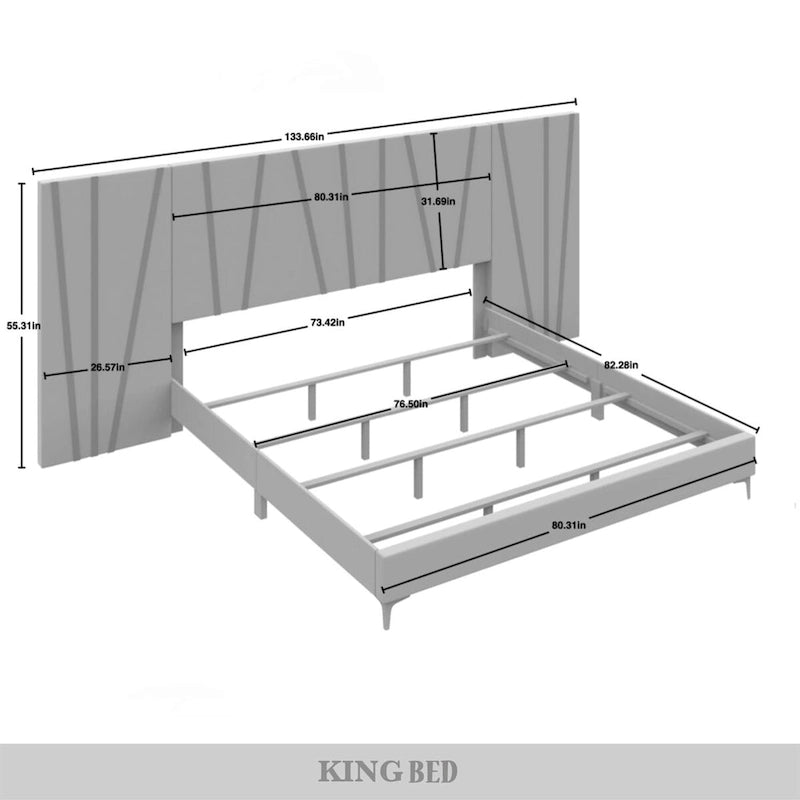 Ensemble de chambre à coucher 3 pièces de luxe contemporain CraftPorch