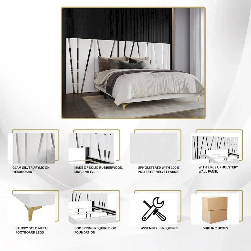 Ensemble de chambre à coucher 3 pièces de luxe contemporain CraftPorch