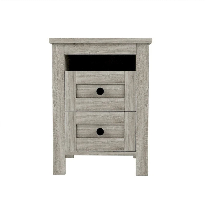 Ensemble de chambre à coucher comprenant un lit plateforme double avec station de recharge, une table de chevet et une commode (ensemble de 3 pièces)