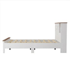 Ensemble de chambre à coucher comprenant un lit plateforme double avec station de recharge, une table de chevet et une commode (ensemble de 3 pièces)
