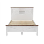 Ensemble de chambre à coucher comprenant un lit plateforme double avec station de recharge, une table de chevet et une commode (ensemble de 3 pièces)