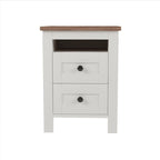 Ensemble de chambre à coucher comprenant un lit plateforme double avec station de recharge, une table de chevet et une commode (ensemble de 3 pièces)