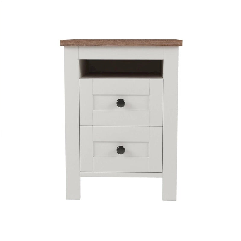 Ensemble de chambre à coucher comprenant un lit plateforme double avec station de recharge, une table de chevet et une commode (ensemble de 3 pièces)