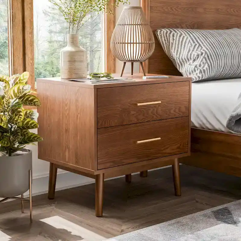 Ensemble de chambre à coucher 3 pièces Beau Midcentury en bois de noyer de Furniture of America