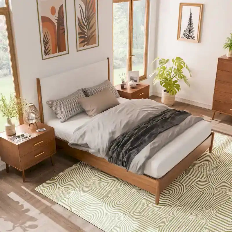 Ensemble de chambre à coucher 3 pièces Beau Midcentury en bois de noyer de Furniture of America