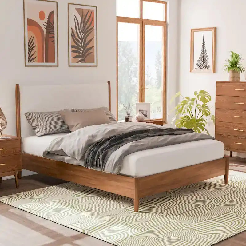 Ensemble de chambre à coucher 3 pièces Beau Midcentury en bois de noyer de Furniture of America