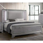 Ensemble de lit, table de chevet et commode 3 pièces gris contemporain Taia de Furniture of America avec éclairage LED