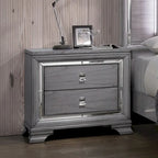 Ensemble de lit, table de chevet et commode 3 pièces gris contemporain Taia de Furniture of America avec éclairage LED