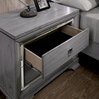 Ensemble de lit, table de chevet et commode 3 pièces gris contemporain Taia de Furniture of America avec éclairage LED