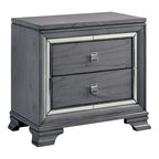 Ensemble de lit, table de chevet et commode 3 pièces gris contemporain Taia de Furniture of America avec éclairage LED